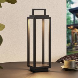 Lucande LED outdoor light Mirina, black, rechargeable battery, touch dimmer