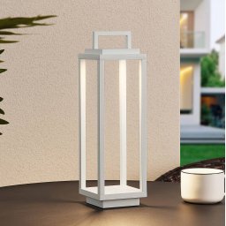 Lucande LED outdoor light Mirina, white, rechargeable battery, touch dimmer