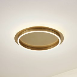 Lindby LED ceiling light Kunis, gold, plastic, Ø 46cm