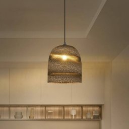 LEDVANCE Ball Bell pendant light, Ø 26 cm, brown, corrugated cardboard