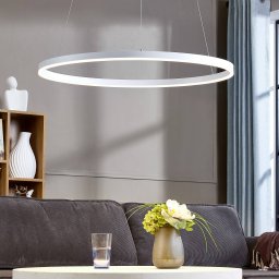 Arcchio LED pendant light Albiona, white, 1 ring, Ø 80 cm
