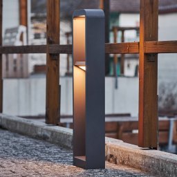 Lindby LED path light Darko, 80 cm, grey, metal, IP54