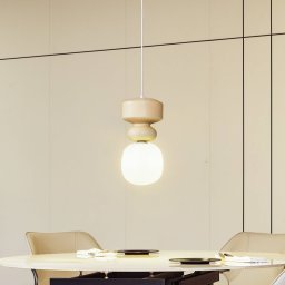 Lucande Fidelo pendant light, white/yellow, glass, ceramic, 18 cm