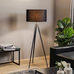 Euluna Tago floor lamp, tripod, lampshade black/silver