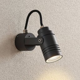 Lucande outdoor wall spotlight Galina, grey, aluminium, 11.2 cm high