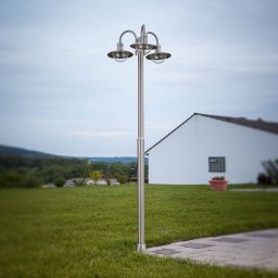 Lindby lamp post Damion, 200 cm, 3-bulb, E27, IP44