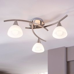 Lindby ceiling lamp Della, nickel, Ø 58 cm, 3-bulb, E14