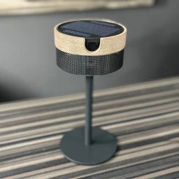 Les Jardins Bateak LED solar table lamp, black / teak-grey, 2,700 K
