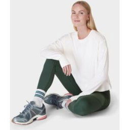Sweaty Betty After Class Crop Sweatshirt Lily White womens