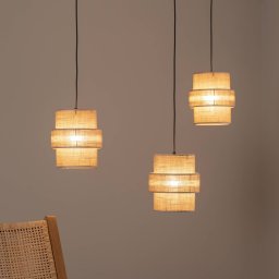 TK Lighting Calisto pendant light, Jute, natural brown, 3-bulb, decentralised