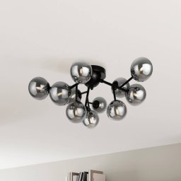 Maytoni ceiling light Dallas, black/smoke grey 12-bulb glass