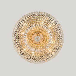 Maytoni Basfor ceiling light, gold-coloured, crystal, Ø 46 cm
