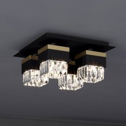 EGLO Barrancas ceiling lamp, black/gold, crystal glass
