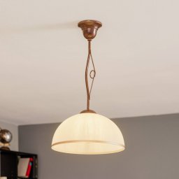 Lamkur Roma pendant light in white and brown, 1-bulb