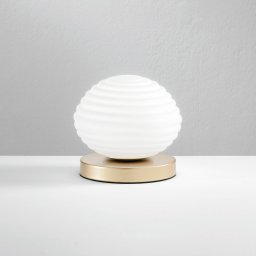 Eco-Light Ripple table lamp, gold/opal, Ø 18 cm