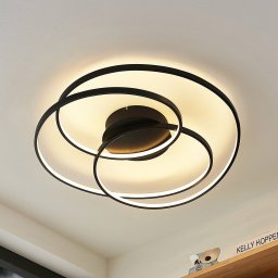 Lindby LED ceiling light Kateryna, black, Ø 60 cm, dimmable