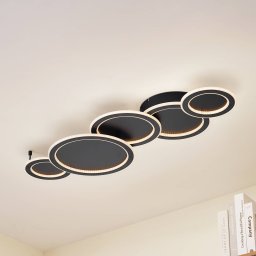 Lucande LED ceiling light Diala, black, metal, 96 cm