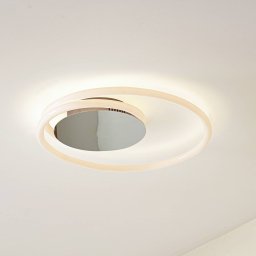 Lucande LED ceiling light Valenora, chrome/white, PC, Ø 44 cm