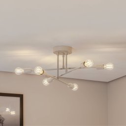 Opviq Flower 177 ceiling light, cream white, metal, 6-bulb