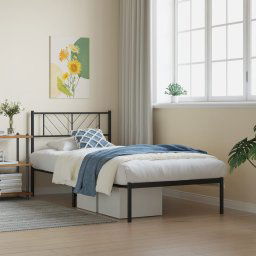 vidaXL Metal Bed Frame without Mattress with Headboard Black 80x200cm