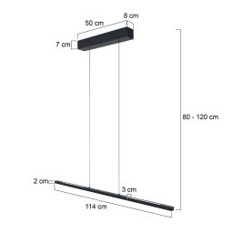 Steinhauer LED hanging light Bande, up/down, black, 120 cm, CCT, dimmable