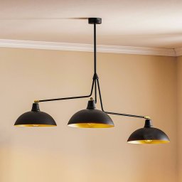 ALDEX 1036 hanging light, three-bulb, black and gold