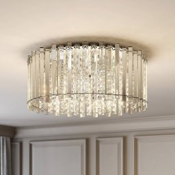 Lucande Limana ceiling light, Ø 50 cm, chrome, crystal