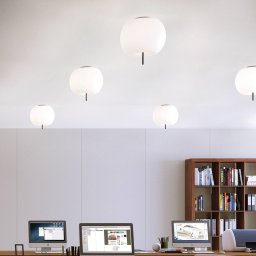 kdln Kushi ceiling lamp, black/white, Ø 33 cm, glass