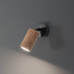 Luminex Nise wall light, 1-bulb, black steel, wood