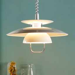 Lindby Nadija hanging light, white, 43 cm, height-adjustable, E27