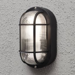 Konstsmide Elmas outdoor wall lamp, oval, black