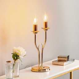 Domiluce Retro table lamp, two-bulb, gold