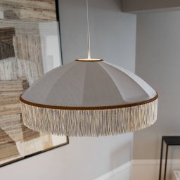 By Rydéns Francis pendant light, white, Ø 60 cm, textile
