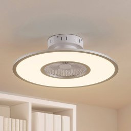 Lindby LED ceiling fan Romea, round, DC, quiet, 60 cm