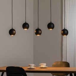 HELAM Midnight pendant light in black, 5-bulb