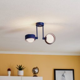Argon Mado ceiling light in steel, blue, 2-bulb