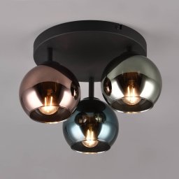 Reality Leuchten Sheldon ceiling light, 3 glass globe lampshades