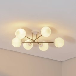 Euluna Glassy ceiling light, 6-bulb, white/gold/opal