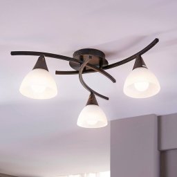 Lindby ceiling lamp Della, black-gold, Ø 58 cm, 3-bulb, E14