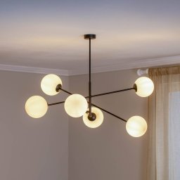 EMIBIG LIGHTING Linear ceiling light, black/opal, 6-bulb