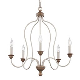 FEISS Five-bulb chandelier Hartsville in chalk white