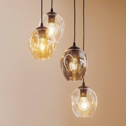 EMIBIG LIGHTING Starla round hanging light, 4-bulb, graphite/amber/clear
