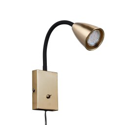 Trio Lighting Wanda wall light with plug, matt brass