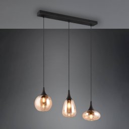Trio Lighting LUMINA pendant light, 3-bulb, black/amber, glass