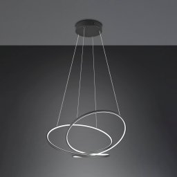 Trio Lighting LED pendant light Darvin length 84 cm black matt metal CCT