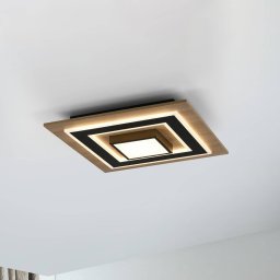 JUST LIGHT. GmbH JUST LIGHT. LED ceiling lamp Tola, angular, 2-bulb, wood, 3000 K