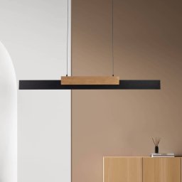 Näve LED pendant light Wiebke, black wood detail 120.5 cm dimmable