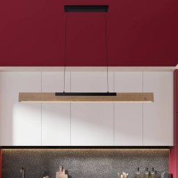 Näve Wilma LED pendant light, wood, length 122 cm, dimmable