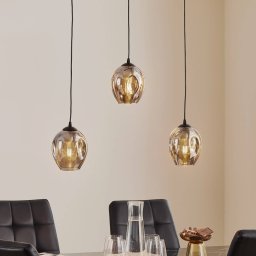 EMIBIG LIGHTING Starla straight hanging light, 3-bulb, glass, graphite