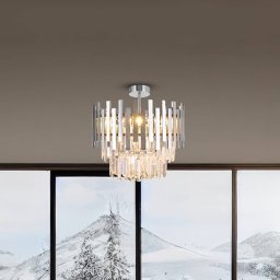 Eko-Light Aspen ceiling lamp, chrome-coloured metal, glass crystals, Ø 45 cm